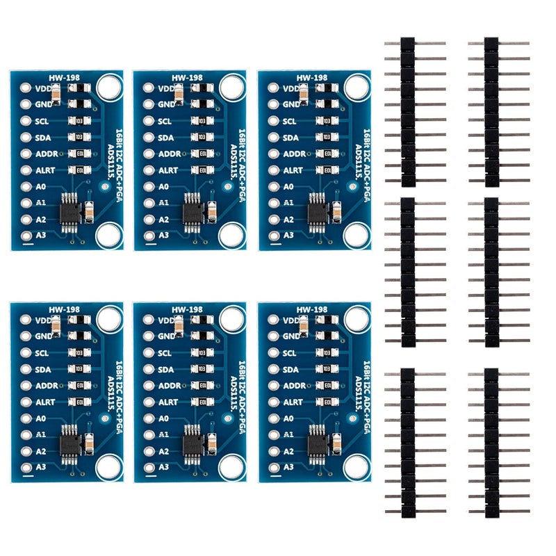 Qoroos 6 PCS ADS1115 16 Bits 4 Channel Analog-to-Digital Converter Precised Develop Board Module Amplifier Board ADC I2C IIC for Arduino Raspberry Pi - Image 1